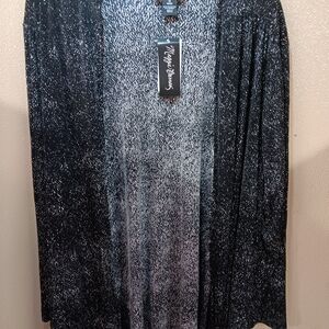 Maggie Barnes Black and White Speckled Open Cardigan Size 1X